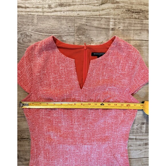 Banana Republic Dress Orange Red Cap Sleeve Tweed Sheath Size 4 EUC - Picture 7 of 10